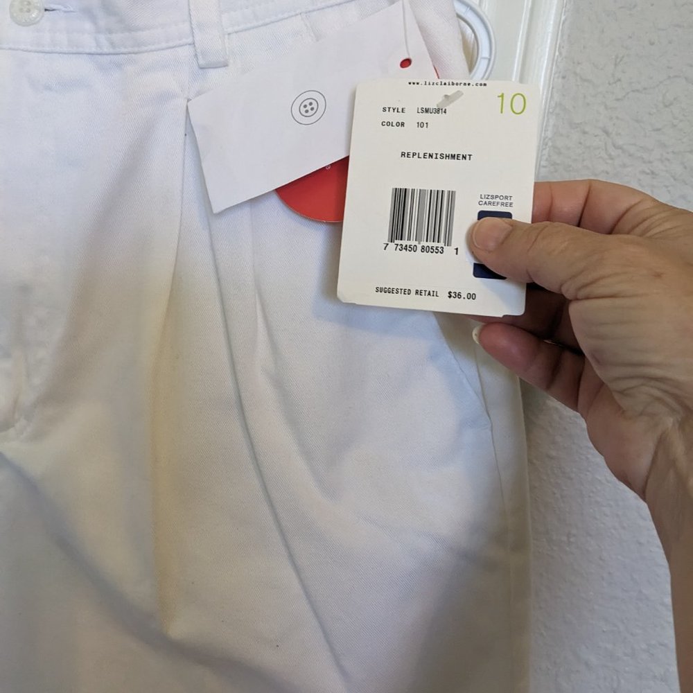 NWT!!!  90s Vintage Lizsport Bermuda Shorts | White | 10 | 100% Cotton - Picture 4 of 7